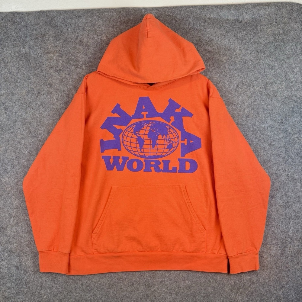Inaka Power Hoodie Mens Extra Large Orange Graphic Print World Weight Lifting